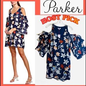 NWT PARKER Moondance Floral Cold- Shoulder Dress S